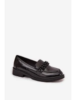 Dámské lakované mokasíny s korálky S.Barski HY52-541 Černé Dámské lakované mokasíny s korálky S.Barski HY52-541 Černé