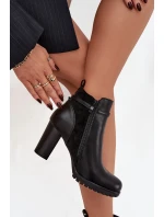 Dámské kotníkové boty na sloupku s páskem černé Mirielle
