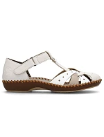 Dámské pohodlné sandály na suchý zip se zabudovanou špičkou béžové Rieker M1655-61