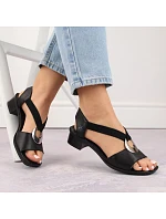 Dámské kožené sandály s gumovými pásky černé Rieker 62662