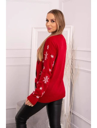 Vánoční svetr se sobem červený