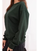 Dámská mikina s okrouhlým výstřihem základní z bavlny tmavě zelená