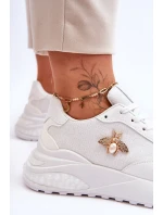 Lesklá sportovní obuv s zdobením Bíle Seneca