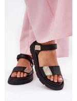 Kožené dámské sandály na platformě Zazoo 40443 černé