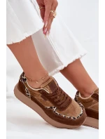 Dámské Semišové Tenisky Big Star OO274A313 HI-POLY SYSTEM Hnědé Leopardí