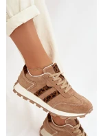 Dámské semišové tenisky na platformě Leopardí vzor LR61-7071 Hnědé