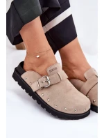 Dámské semišové pantofle na platformě Big Star – béžové Dámské semišové pantofle na platformě Big Star – béžové
