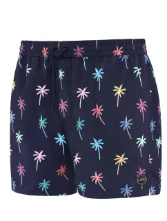 Pánské plavkové kraťasy Happy Self SM29-23 tm.modrá/ květinky -vzor - Self