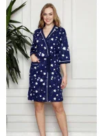 Dámský župan Y19252 tm. modrý s rybičkama - La Penna Dámský župan Y19252 tm. modrý s rybičkama - La Penna