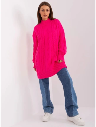 Dámské svetrové šaty  AT SW 2367 1.35P Fluo růžová - FPrice