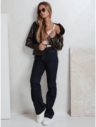 Dámské džíny s širokými nohavicemi tmavě modré FashionStreet UY2775 Dámské džíny s širokými nohavicemi tmavě modré FashionStreet UY2775