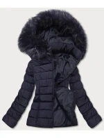 Tmavě modrá krátká dámská zimní bunda (YP-20091-55) Tmavě modrá krátká dámská zimní bunda (YP-20091-55)