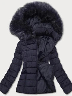 Tmavě modrá krátká dámská zimní bunda (YP-20091-55)