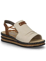 Pohodlné dámské sandály na podpatku béžové barvy Rieker 62962-60
