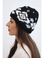 Dámská zimní čepice s norským vzorem a silným pletením K351 černý+bílý