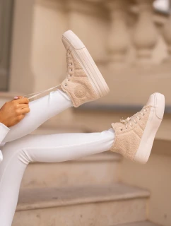 Zateplené Dámské Tenisky S Kožíškem Typu Beránek Big Star OO274A444 Béžové