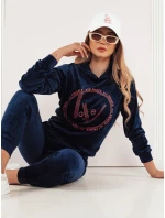 VIP PRIVATE tmavě modrý dámský velurový komplet FashionStreet AY0867