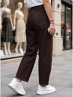 Dámské džíny s vysokým pasem a balónovým střihem, hnědé, FashionStreet UY3120 Dámské džíny s vysokým pasem a balónovým střihem, hnědé, FashionStreet UY3120