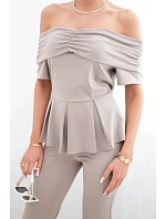 Dámský bavlněný komplet s krátkým rukávem a šortkami žlutý Dámský bavlněný komplet s krátkým rukávem a šortkami žlutý