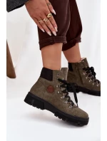 Zateplené dámské trapery na platformě tmavě zelené Zaraine