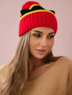 Dámská čepice Kinga K297 červená+kiwi+černá