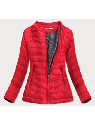 Červená prošívaná bunda s kulatým výstřihem (S-111) Červená prošívaná bunda s kulatým výstřihem (S-111)