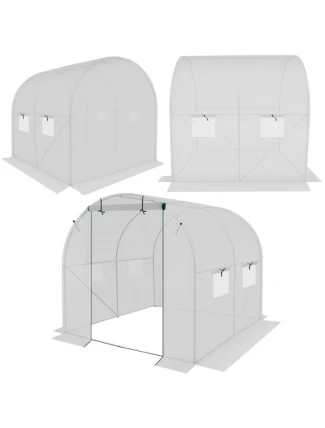 ZAHRADNÍ TUNEL 200x200x200 cm PE BÍLÁ OCELOVÁ KONSTRUKCE