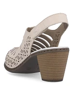 Kožené sandály na podpatku Rieker W RKR49B beige