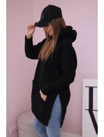 Zateplená mikina s bočními rozparky černá