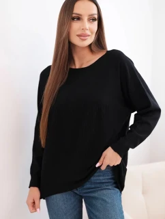 Dámský svetr s delším zadním dílem a raženou hvězdou černý