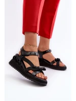 Dámské sandály s mašlí D&A CR956 Černé Dámské sandály s mašlí D&A CR956 Černé