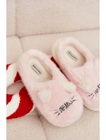 Dámské huňaté pantofle s motivem úsměvu – růžové Lexira