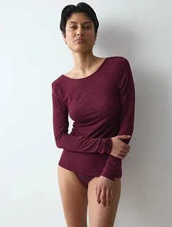 Halenka  Beauty Layers Top LSL Lurex bordó Claret - TRIUMPH