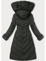 Dámská zimní bunda v army barvě s opaskem (5M3156-136) Dámská zimní bunda v army barvě s opaskem (5M3156-136)