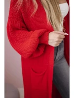 Svetr dlouhý kardigan červený Svetr dlouhý kardigan červený