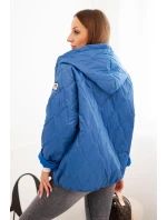 Dámská prošívaná bunda s kapucí džínová modrá