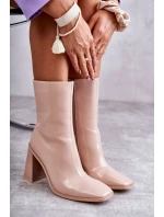 Dámské lakované kozačky Béžové Margit Dámské lakované kozačky Béžové Margit