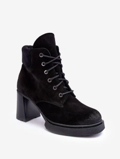 Šněrovací Zimní Boty Na Podpatku Černé Flomes