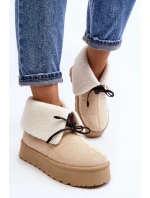 Sněhule na platformě s kožešinou světle béžové Olimuka