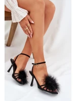 Dámské Sandály Na Podpatku S Peřím Černé Xaliope