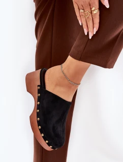 Chodaky Klapky Dámské S Hroty Eko Semišové Černé Ellason