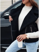 Dámská semišová vesta s ovčí kůží WOOLZIP černá FashionStreet TY4742