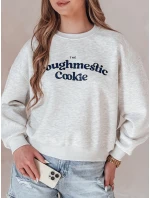 Dámská oversize mikina s potiskem COOKIES světle šedá FashionStreet BY1444 Dámská oversize mikina s potiskem COOKIES světle šedá FashionStreet BY1444