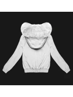 Krátká bílá bunda s kožešinovou podšívkou S'West (B8506-26)