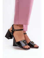 Elegantní Lakované Sandály Na Podpatku Černé D&A MR38-660