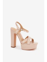 Dámské sandály na vysokém podpatku a platformě lakované béžové Jovenes Dámské sandály na vysokém podpatku a platformě lakované béžové Jovenes
