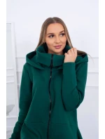 Zateplené šaty s delšími boky tmavě zelené