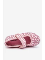 Dětské balerínky na suchý zip v potisku růžové Selah