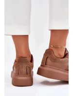 Dámské kožené sneakers na platformě Daniel Lopez Just Dare – hnědé