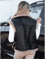 Dámská kožená vesta s ovčí kůží černá FashionStreet TY5251